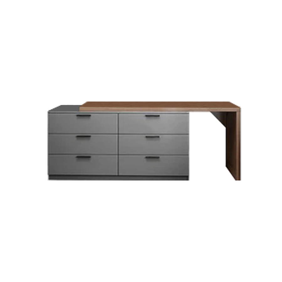 Foret Luxurious Extendable Desk Office Home Study L-shape Lowboy Storage Cabinet Grey