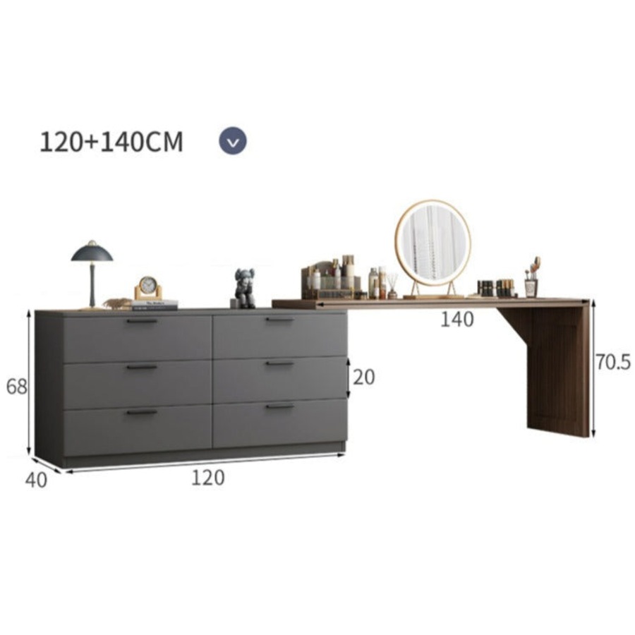 Foret Luxurious Extendable Desk Office Home Study L-shape Lowboy Storage Cabinet Grey