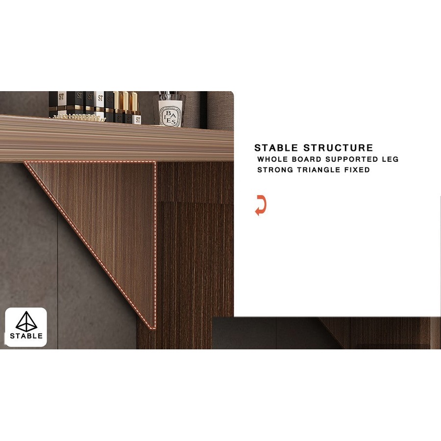 Foret Luxurious Extendable Desk Office Home Study L-shape Lowboy Storage Cabinet Grey