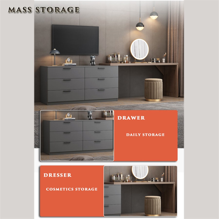 Foret Luxurious Extendable Desk Office Home Study L-shape Lowboy Storage Cabinet Grey