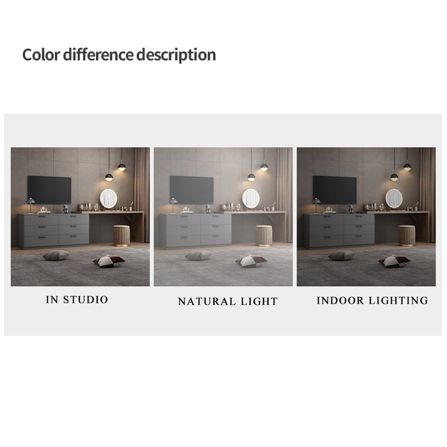 Foret Luxurious Extendable Desk Office Home Study L-shape Lowboy Storage Cabinet Grey