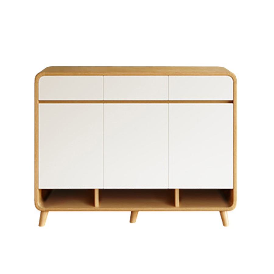 Foret Shoe Cabinet Shelf Modern Large Storage Cupboard 2 Drawers 120cm White