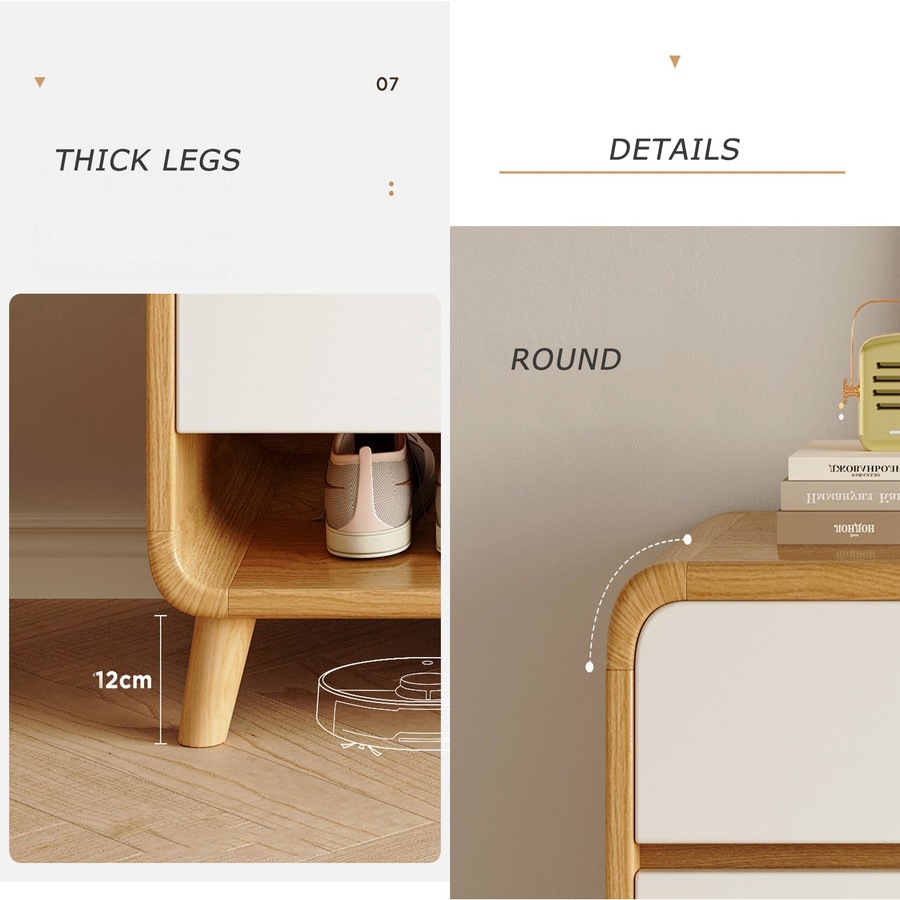 Foret Shoe Cabinet Shelf Modern Large Storage Cupboard 2 Drawers 120cm White