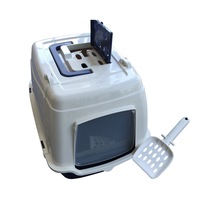 Salesbay Front Open Portable Hooded Cat Toilet Litter Box Tray House Scoop