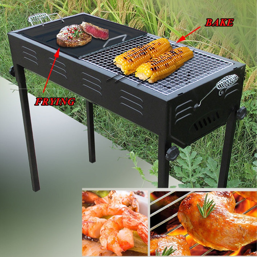 Large Size Portable Hibachi Outdoor BBQ Barbecue Grill Sets Charcoal Picnic Hiking Party Festival Camping