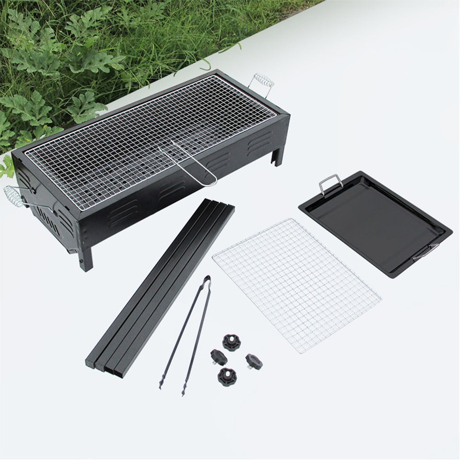 Large Size Portable Hibachi Outdoor BBQ Barbecue Grill Sets Charcoal Picnic Hiking Party Festival Camping