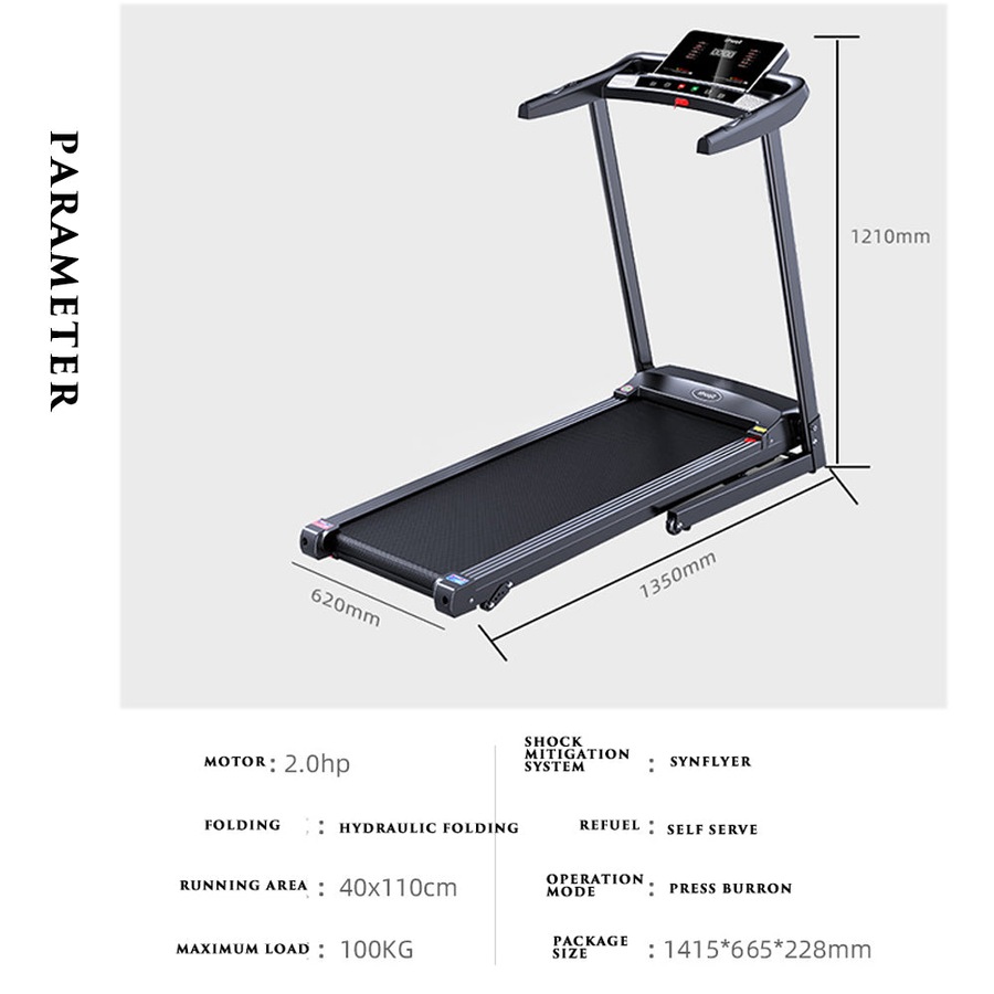 Fitness Master Multi-functional 3 Slope Folding Shock Absorbing black Electric Treadmill