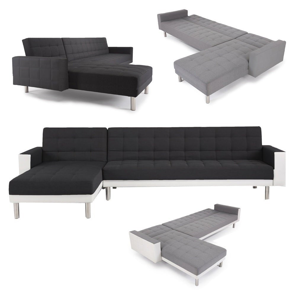 Foret 5 Seater Sofa Bed Modular Corner Lounge Recliner Chaise Couch Fabric Set - 4 Colours
