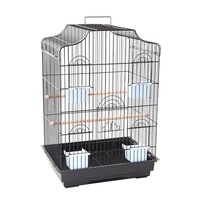 Pet Bird Cage Parrot Aviary Canary Budgie Finch Perch Black Portable Metal