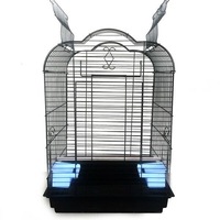 Pet Bird Cage Parrot Aviary Canary Budgie Finch Perch Black Portable Metal
