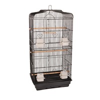 Pet Bird Cage Parrot Aviary Canary Budgie Finch Perch Black Portable Metal