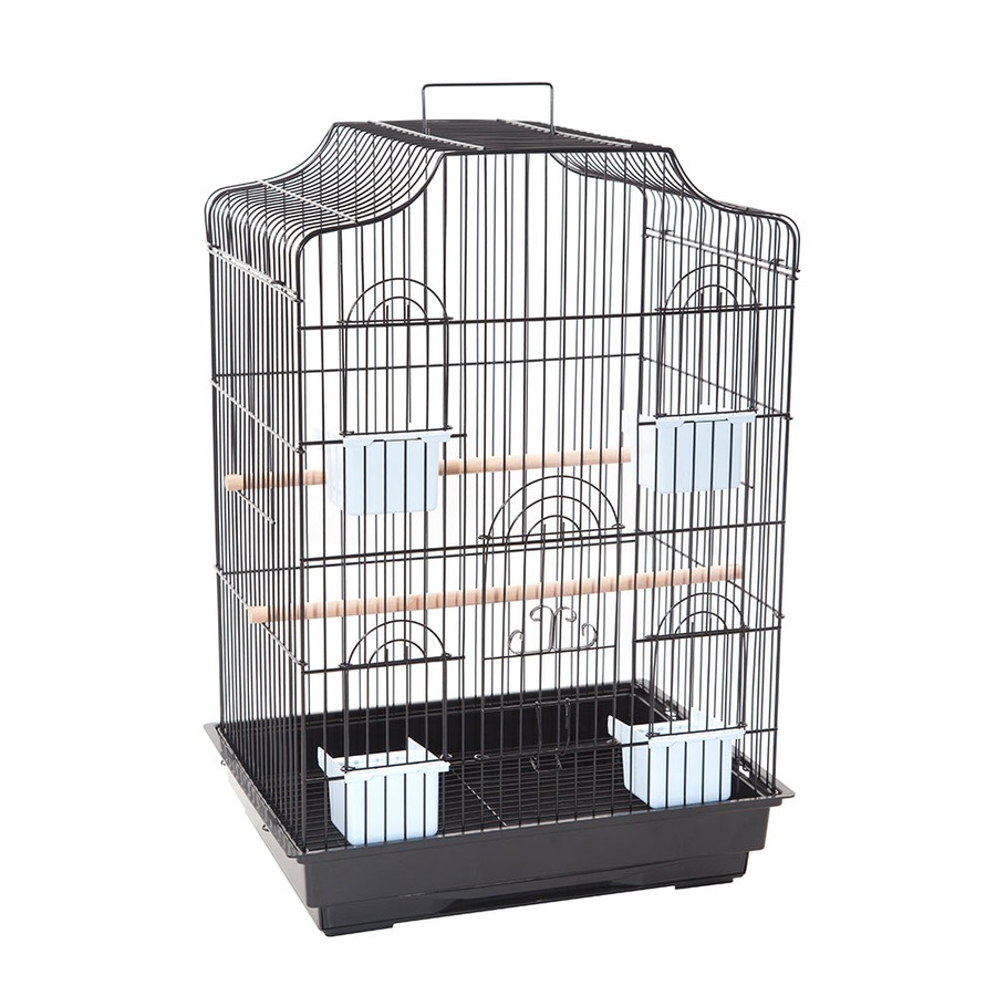 Pet Bird Cage with stand Parrot Aviary Canary Budgie Finch Perch Black Portable Metal