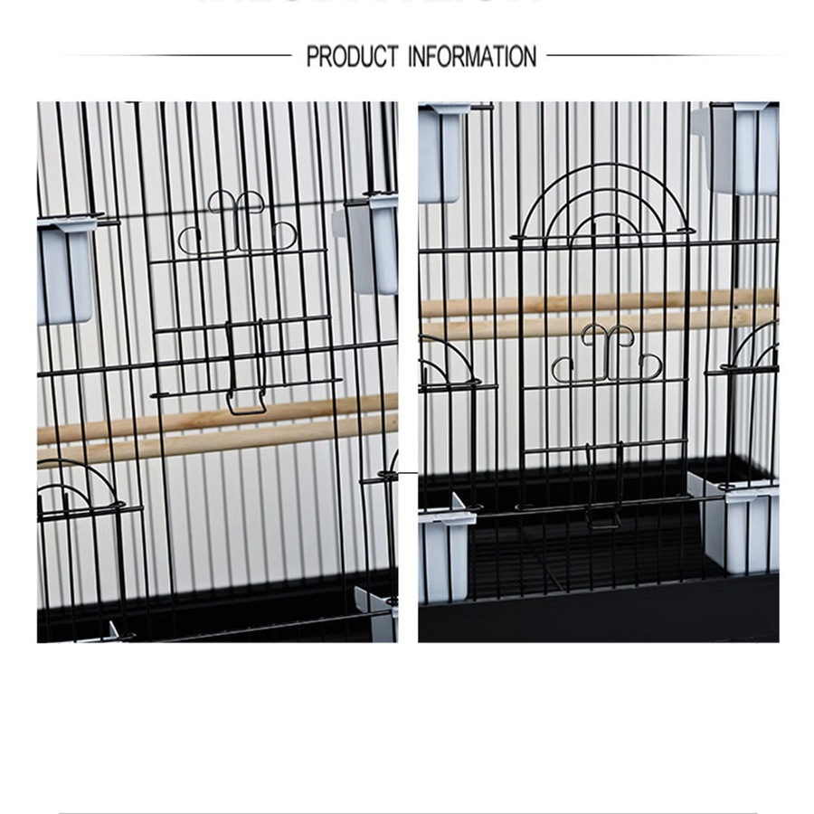 Pet Bird Cage with stand Parrot Aviary Canary Budgie Finch Perch Black Portable Metal