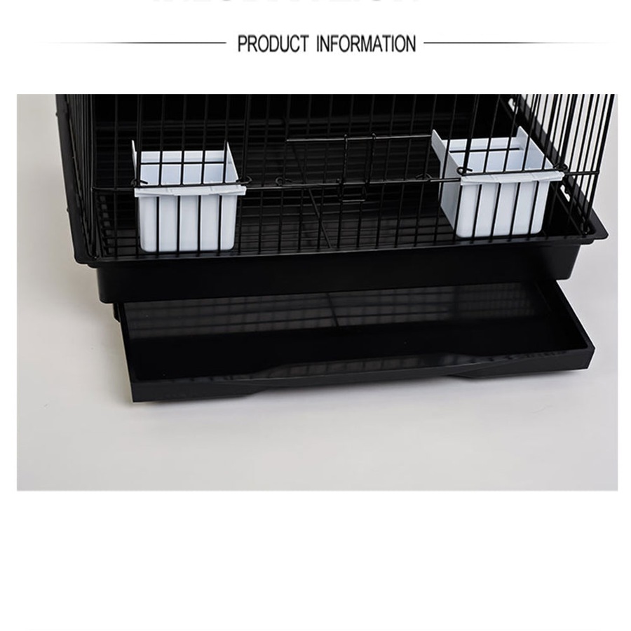 Pet Bird Cage with stand Parrot Aviary Canary Budgie Finch Perch Black Portable Metal