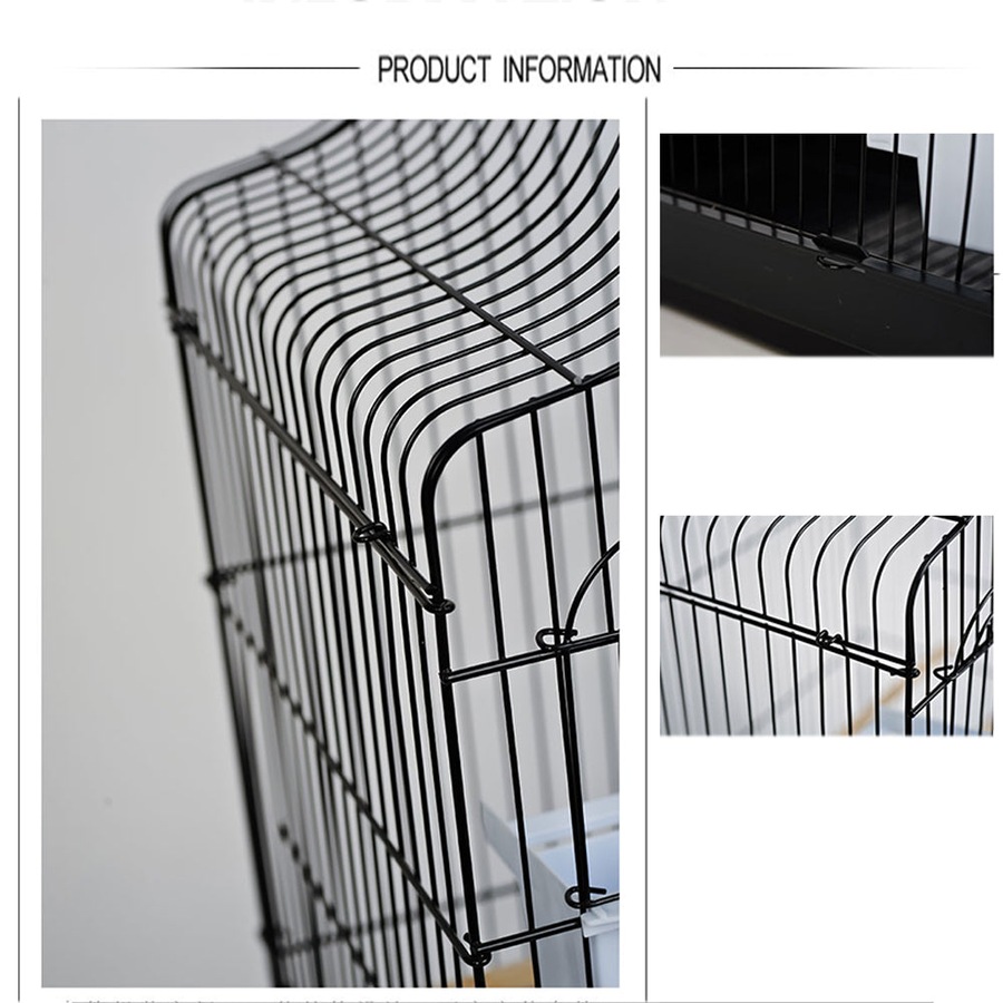 Pet Bird Cage with stand Parrot Aviary Canary Budgie Finch Perch Black Portable Metal
