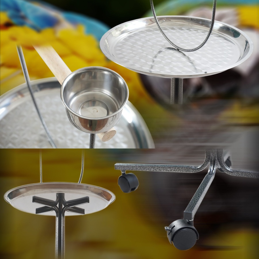 PetBro Parrot Perch Play Stand Bird Activity Rolling Wheel Rest Wrought Iron