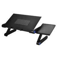Foret Thin Foldable Laptop Desk Table Ergonomic Adjustable Bedside w Mouse Pad