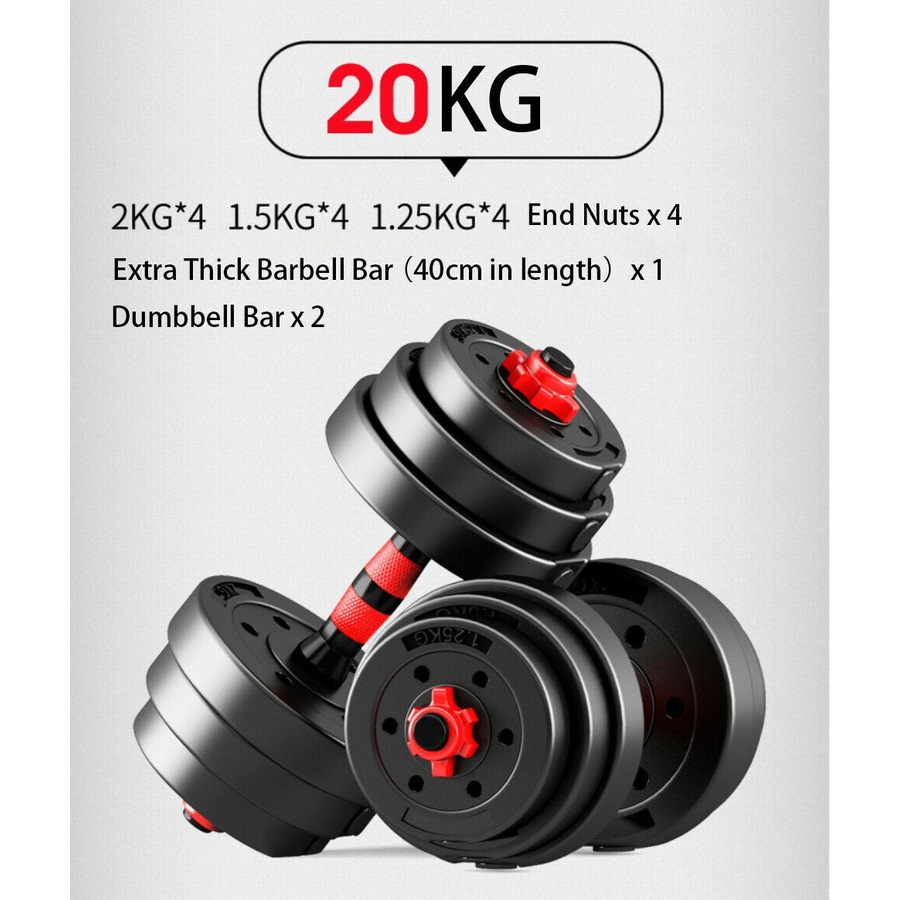 Fitness Master 20kg Adjustable Dumbbell Set Barbell Home GYM Exercise Weights Fitness Workout