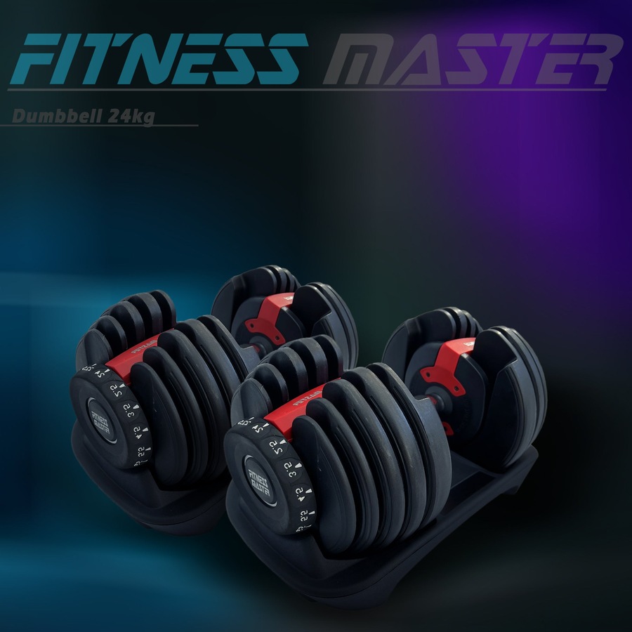 Fitness Master 48kg Adjustable Dumbbell Exercise Equipment Weights
