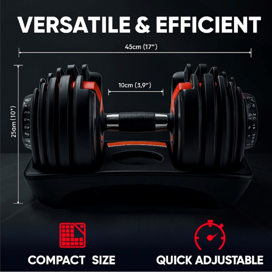 Fitness Master 48kg Adjustable Dumbbell Exercise Equipment Weights