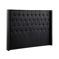 Foret Bed Head Queen Size Headboard Bedhead Frame Base Stud Tufted Fabric Black
