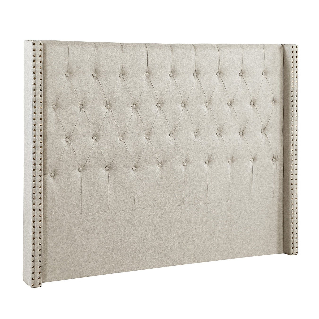 Foret Bed Head Queen Size Headboard Bedhead Frame Base Stud Tufted Fabric Cream