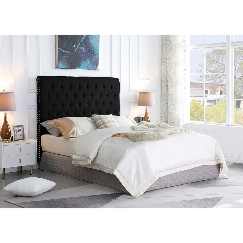 Buy Queen Size Black Color Fabric Bed Head Upholstered Headboard Bedhead Frame - MyDeal