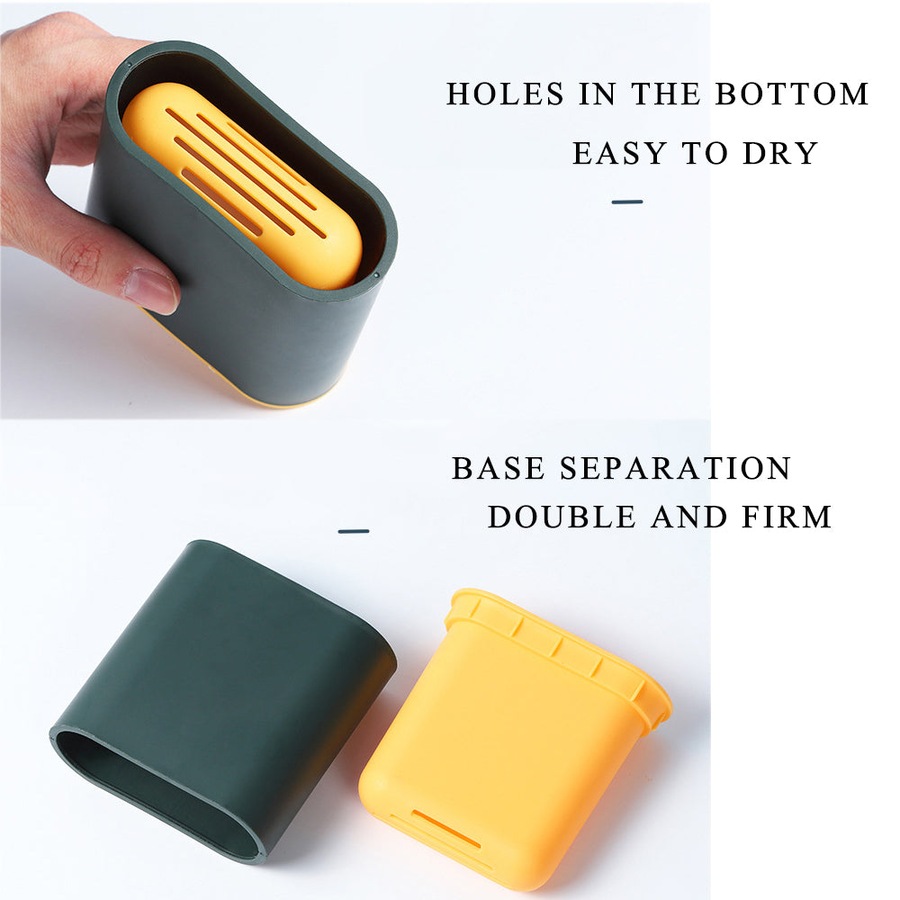 Salesbay Toilet Brush with Holder Set Cleaning Long Handle Silicone Bristles