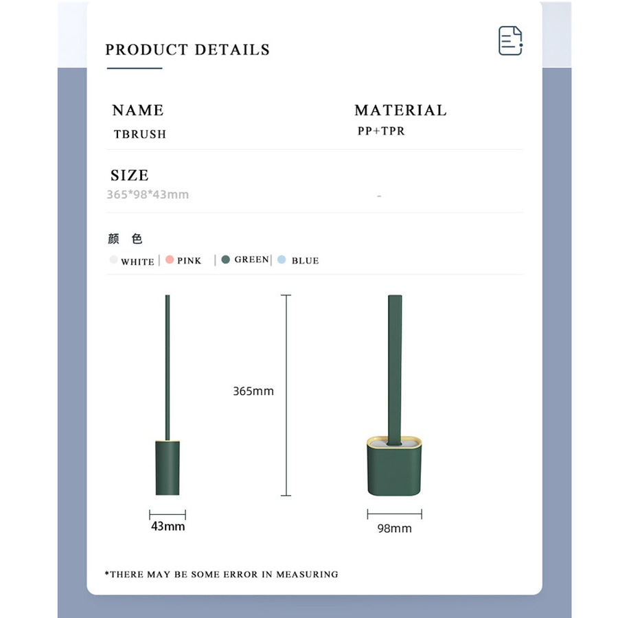 Salesbay Toilet Brush with Holder Set Cleaning Long Handle Silicone Bristles