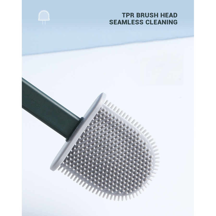 Salesbay Toilet Brush with Holder Set Cleaning Long Handle Silicone Bristles