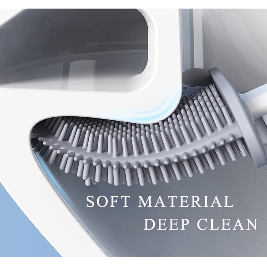 Salesbay Toilet Brush with Holder Set Cleaning Long Handle Silicone Bristles