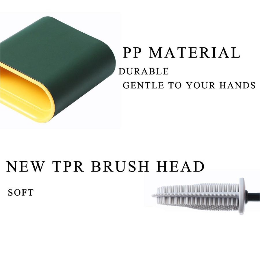 Salesbay Toilet Brush with Holder Set Cleaning Long Handle Silicone Bristles