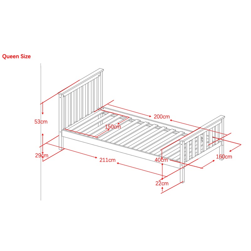Buy Bed Frame Single Double Queen Size White Colour Wooden Bedroom