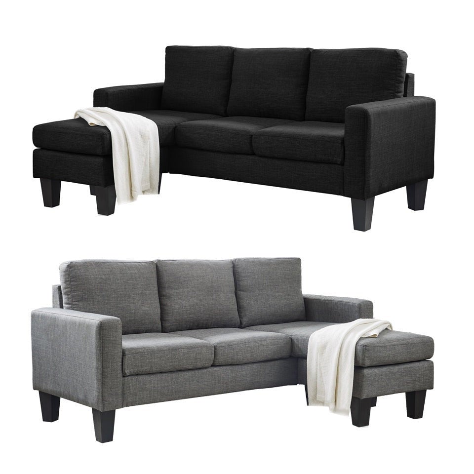 Foret 3 Seater Sofa Modular Corner Lounge Three Seat Couch Ottoman Fabric Set - 2 Colours