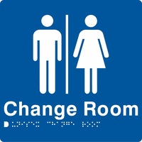 AS1428 Compliant Change Room Sign Unisex Braille BLUE MFCR 180x180x3mm