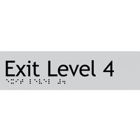 AS1428 Compliant Exit Sign L4 SILVER Level 4 Braille 180x50x3mm