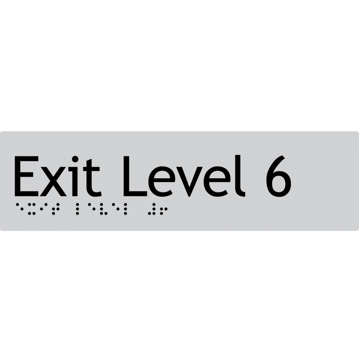 AS1428 Compliant Exit Sign L6 SILVER Level 6 Braille 180x50x3mm