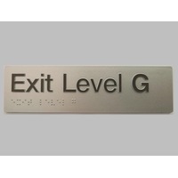 AS1428 Compliant Exit Sign Level G SILVER Ground Level Braille 180x50x3mm