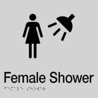 AS1428 Compliant Shower Sign Female Braille SILVER FS 180x180x3mm
