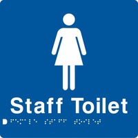 AS1428 Compliant Staff Toilet Sign Female Braille BLUE FSffT 180x180x3mm
