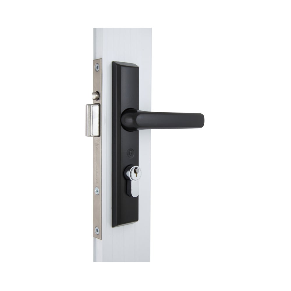 Austral Security Screen Door Lock Elegance XC Black w/ Cylinder ALELBLK