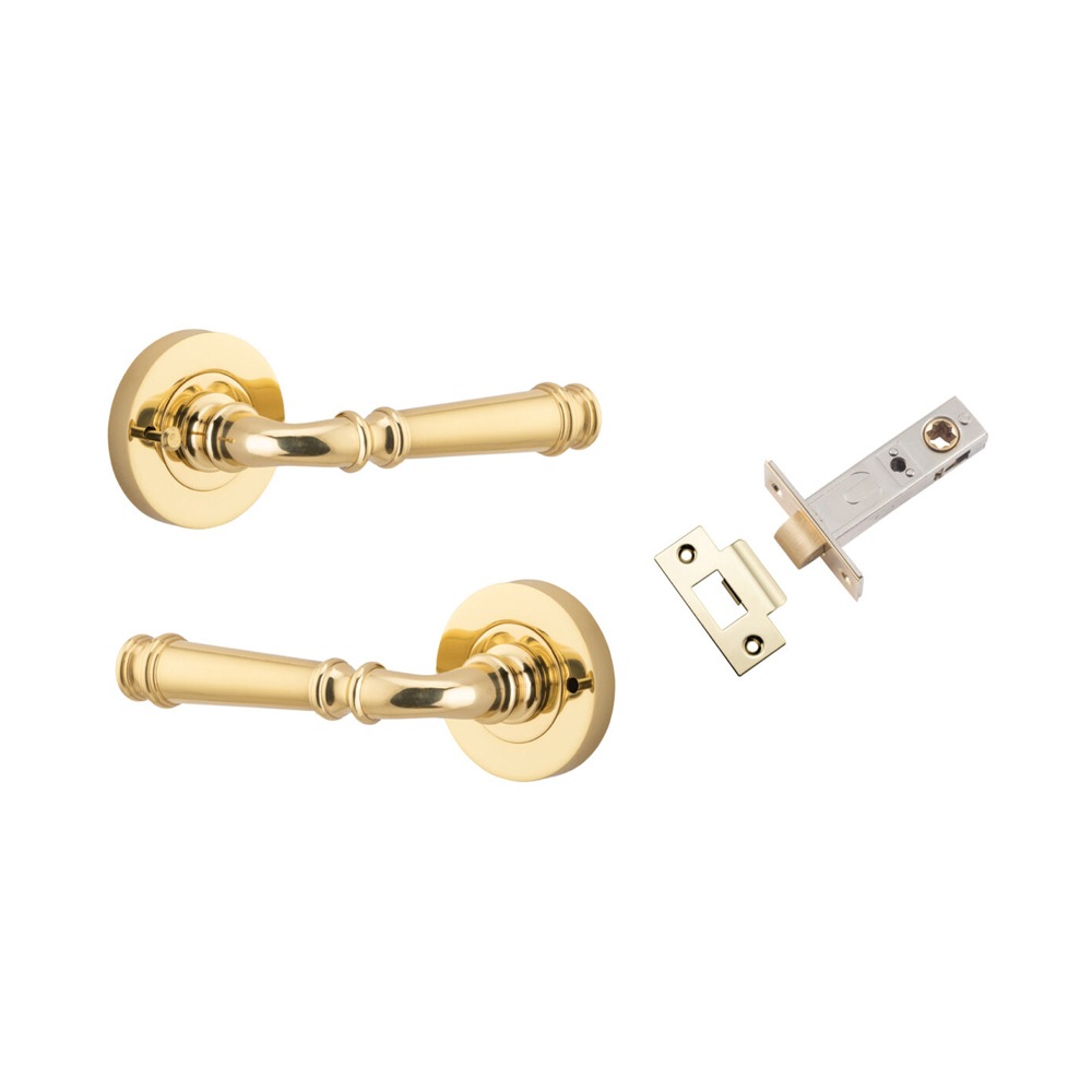 Iver Verona Door Lever Handle on Round Rose Inbuilt Privacy Unbranded Australia