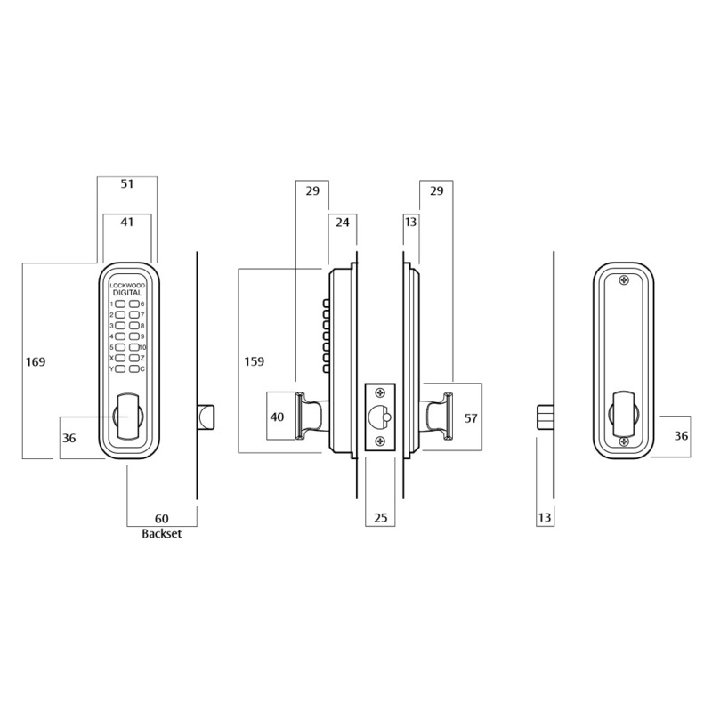 Lockwood 530DXSC Digital Door Lock Keyless 530 DX Entrance Set Satin ...