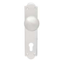 Pavtom 7604SC+ Victorian Door Knob Euro Lock Plate Satin Chrome 220x50mm