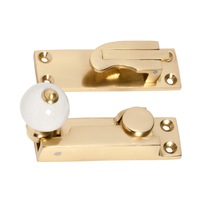 Tradco 1604PB Sash Fastener Porcelain Ball Polished Brass