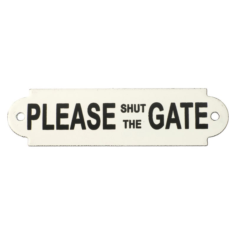 Tradco 4545 Enamel Sign Please Shut The Gate 150x40mm