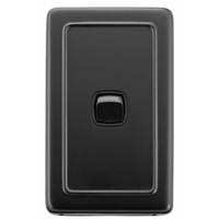 Tradco 5342 1 Gang Flat Plate Rocker Switch Matte Black