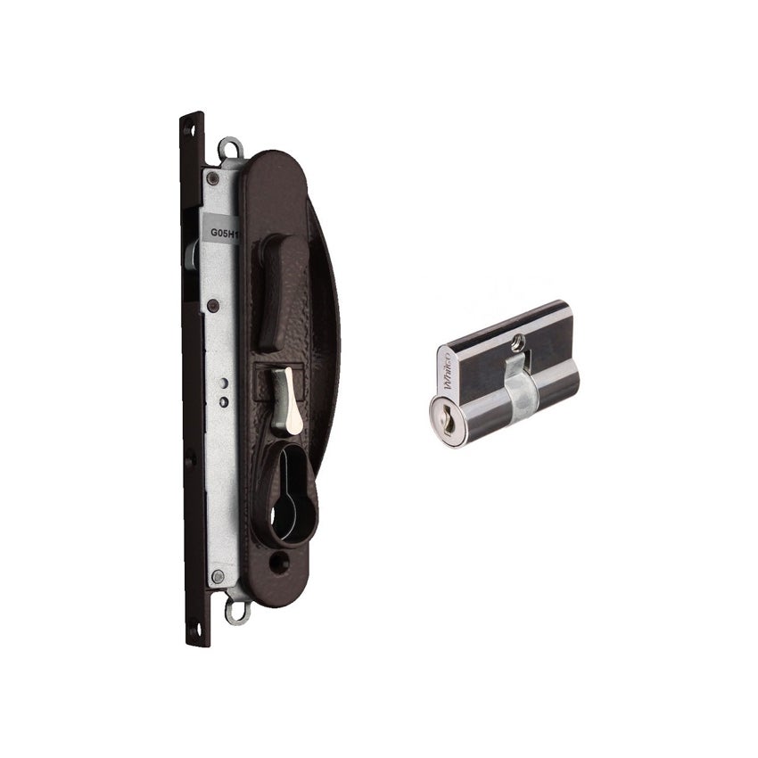 Whitco Sliding Security Screen Door Lock Leichhardt w/ C4 Cylinder Brown W865313 