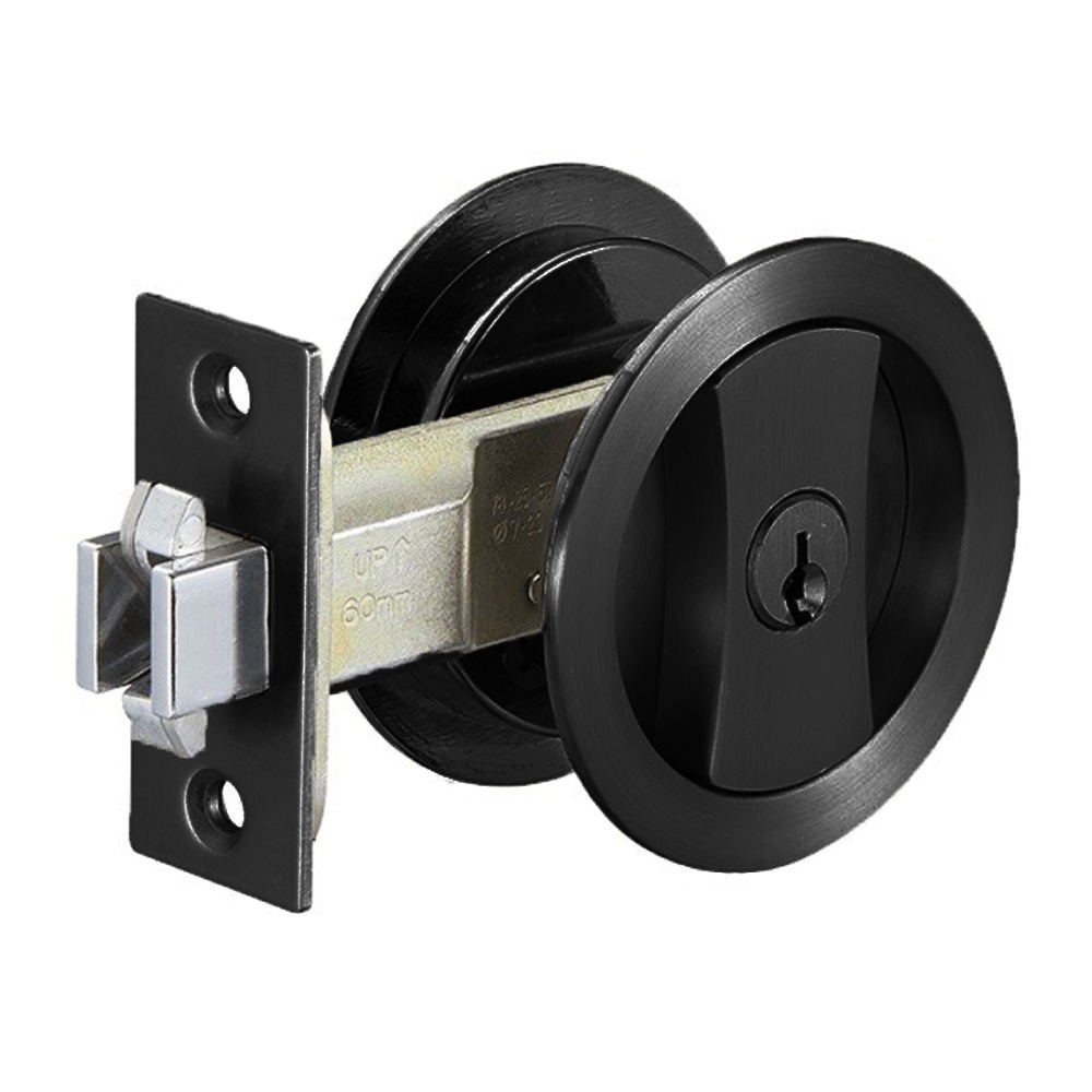 Zanda Round Cavity Sliding Lockable Set Matt Black 5335.BLK Architectural Hardware Australia