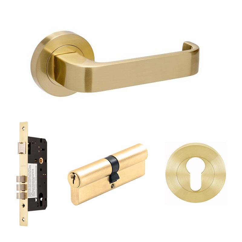 Melbourne Door Handle - Satin Brass - Door and Cabinet Hardware